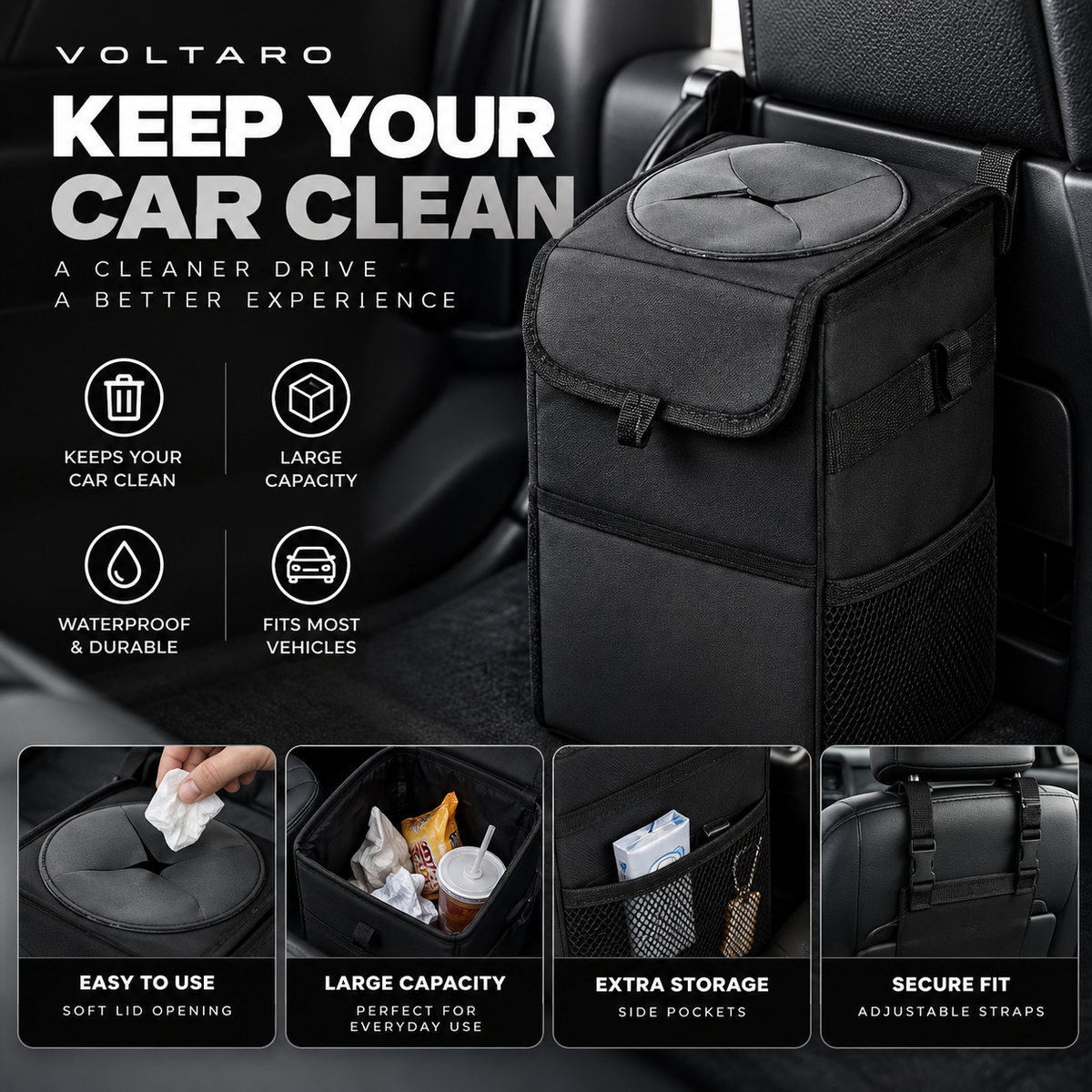 Voltaro Foldable Car Trash Bin